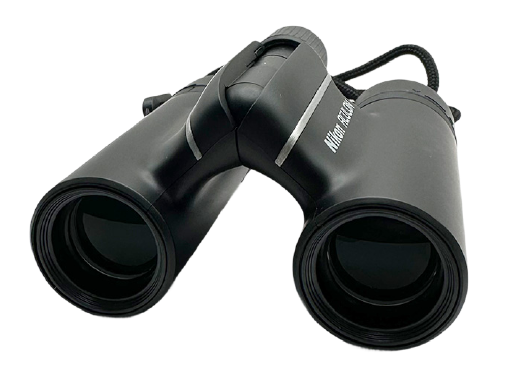 Black binoculars on a white background, part of a digital product bundle for hiking essentials.