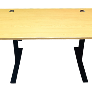 Rectangular wooden office desk with black metal legs, part of the Home Office Starter Bundle.