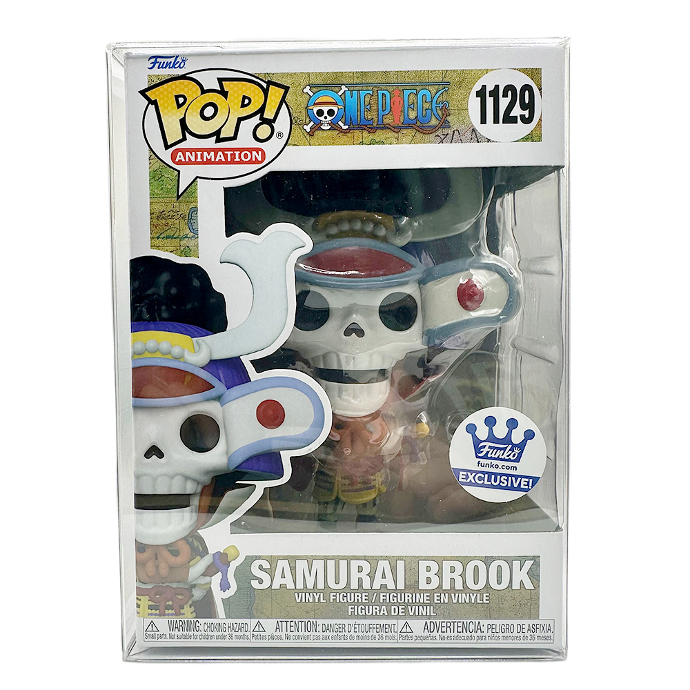 Funko Pop! One Piece Samurai Brook figure in box, FYE exclusive edition, number 1129.