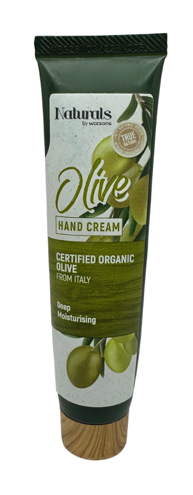 Tube of Naturals Olive Hand Cream, certified organic olive from Italy, deep moisturizing, 6 Naturals.
