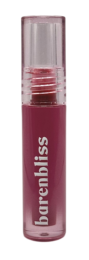 Pink barenbliss lip product in clear tube, travel-friendly size for on-the-go beauty pouch essentials.