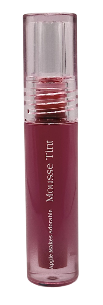 Bare n Bliss Lip Tint in clear tube with deep rose shade and "Mousse Tint" label on the front.