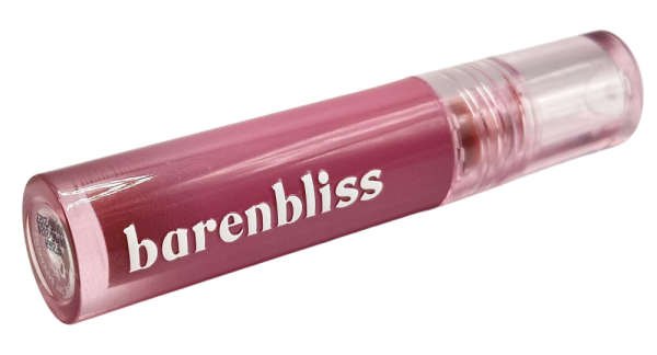 Bare n Bliss Lip Tint in a clear tube with pink shade and white branding on the side.