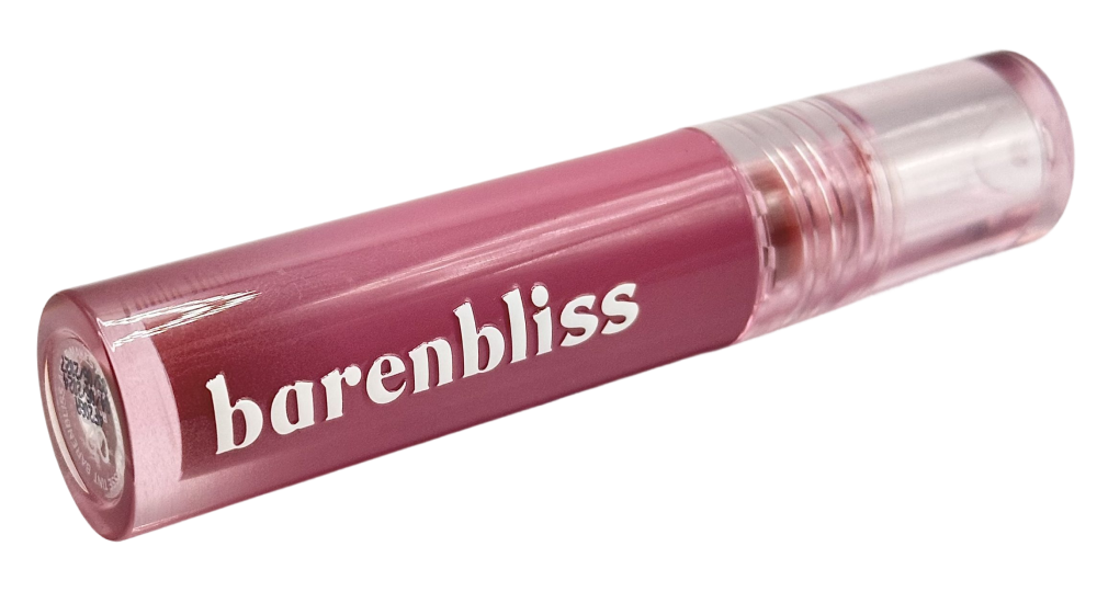 Bare n Bliss Lip Tint in a clear tube with pink shade and white branding on the side.