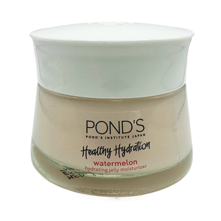 Pond's Watermelon Jelly Moisturizer jar with white lid and product label on the front.