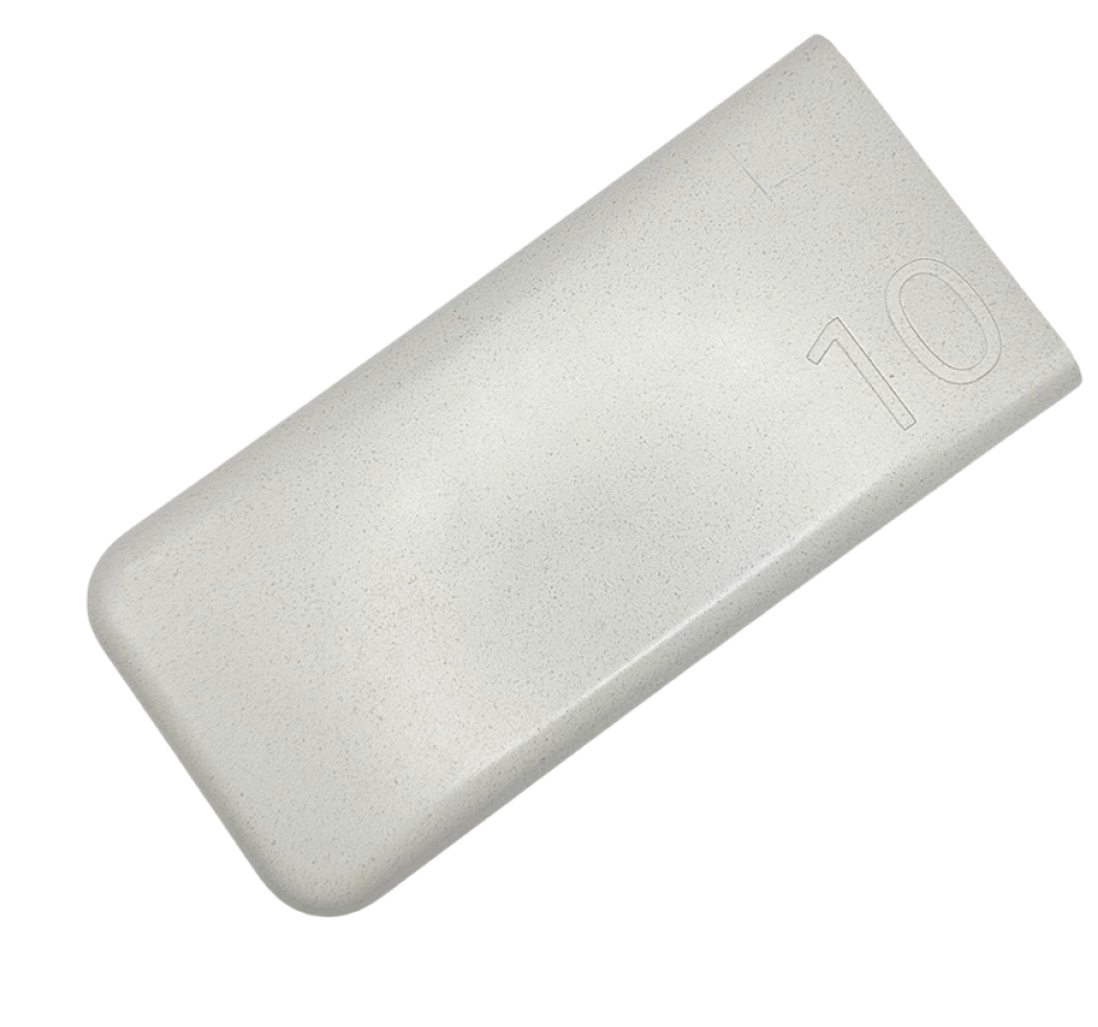 White Samsung Battery Pack with a sleek design and the number 10 embossed on the surface.