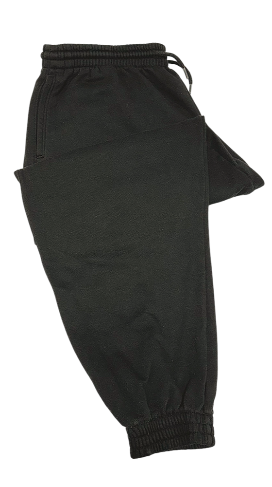 Black H&M women's basic sweatpants with elastic cuffs and waistband, displayed flat against a white background.