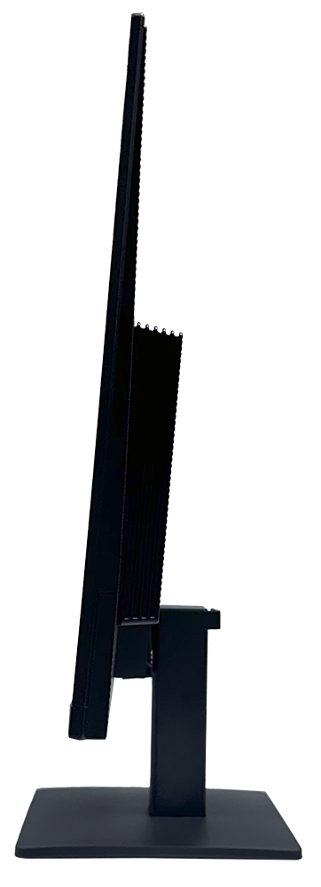 Side view of Samsung Essential Monitor S3 24″, slim profile on a rectangular stand.
